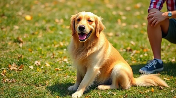 Dog sitting calmly during training