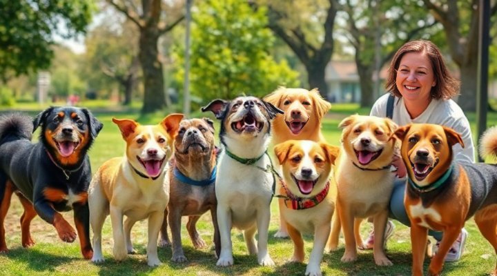 Dogs interacting happily in a socialisation class