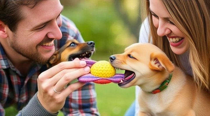 Owner redirecting puppy