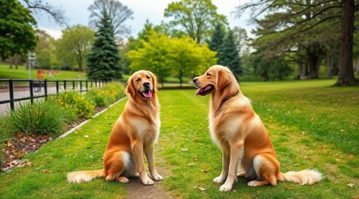 A dog and owner practicing the stay command in a park
