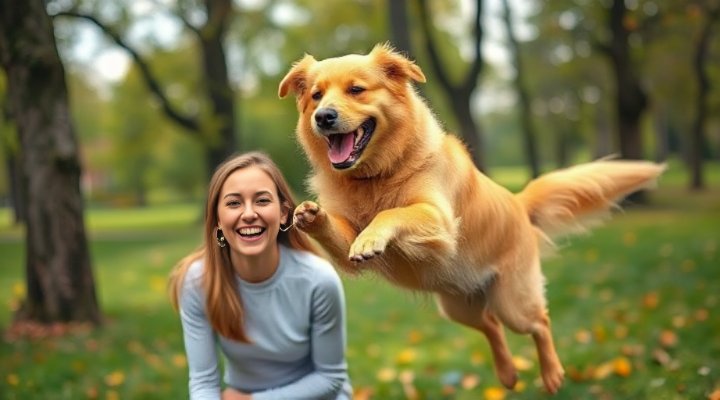 Dog jumping on a person, showing unwanted behavior