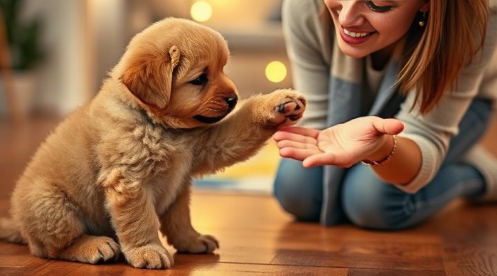 Small puppy learning the