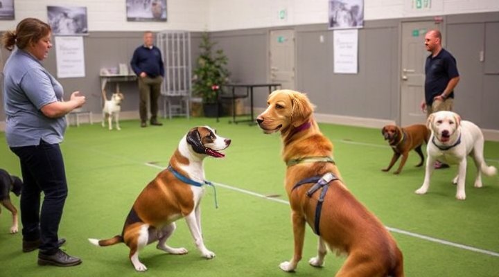 Professional dog training session at a local club