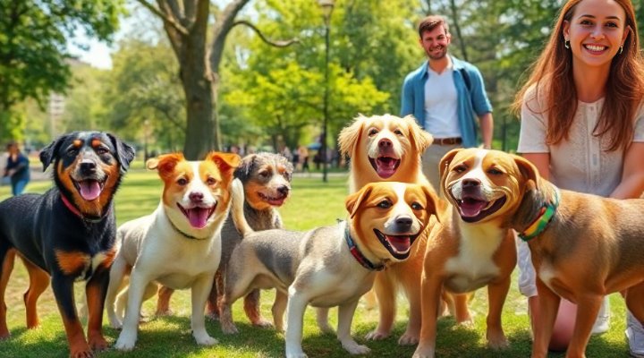 Dogs socializing at a local dog club