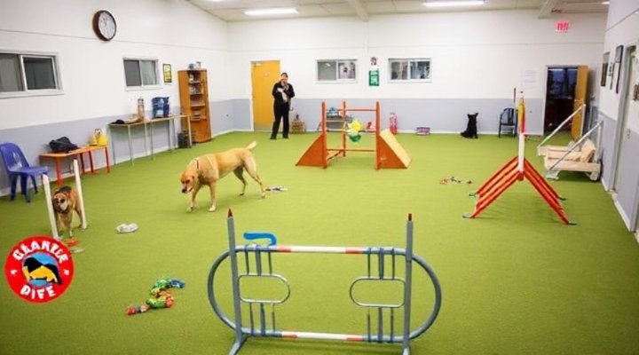 Well-equipped indoor dog club