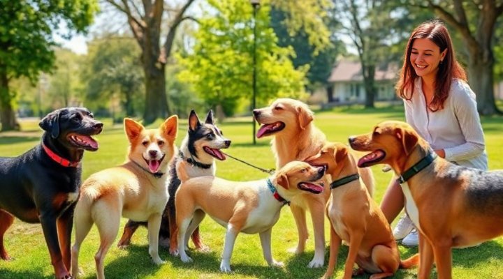 Dogs socializing at a local dog club
