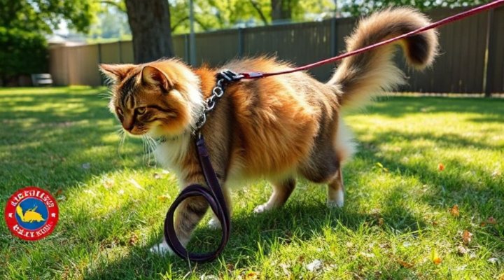 First successful outdoor walk with a leashed cat