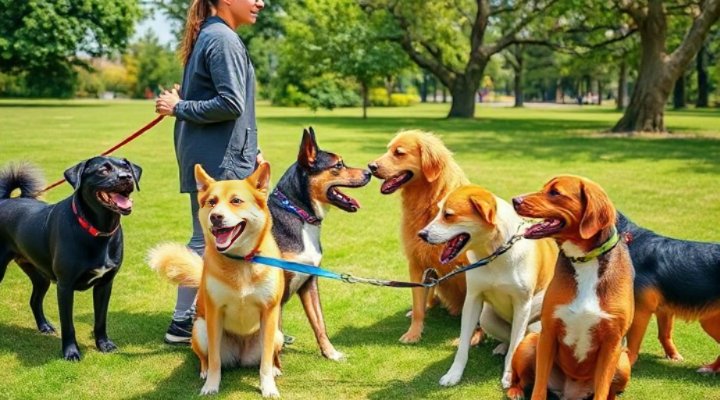 Dogs socializing at a local dog club