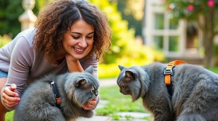 Positive reinforcement during cat leash training