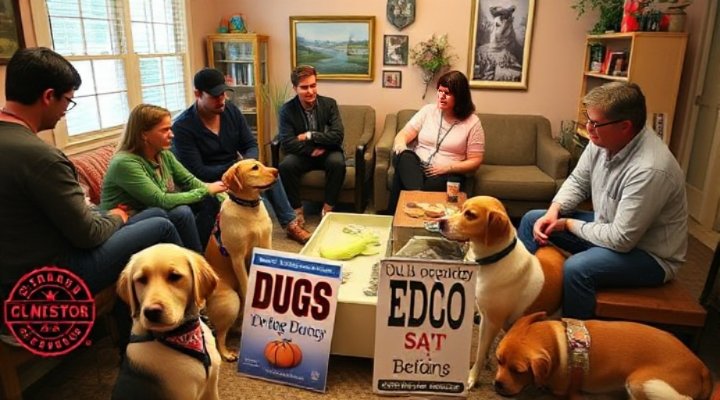 Indoor meeting of a dog club