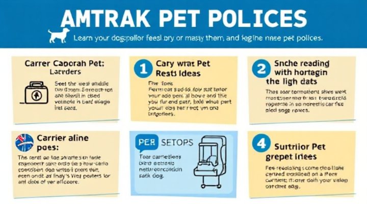 Infographic summarizing Amtrak pet policies for dogs
