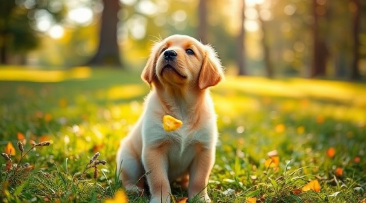 A cute dog sitting and waiting for a treat during training