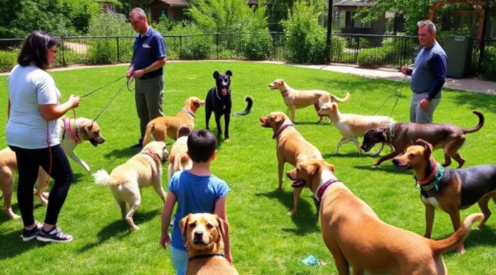 A group of dogs and owners participating in a fun training session
