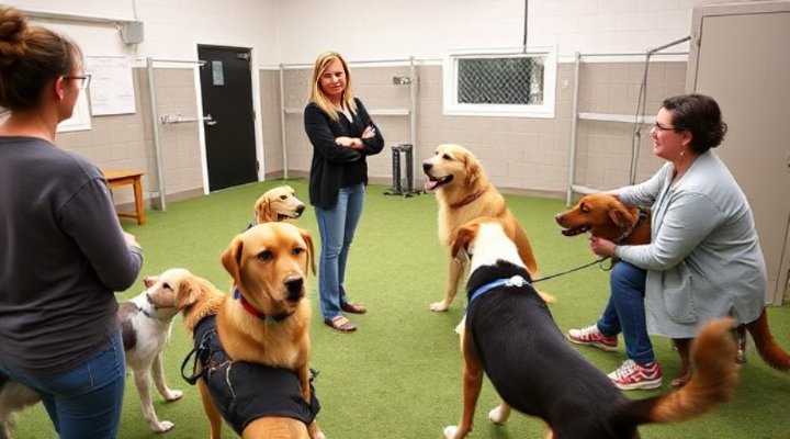 Professional behaviorist conducting group training session