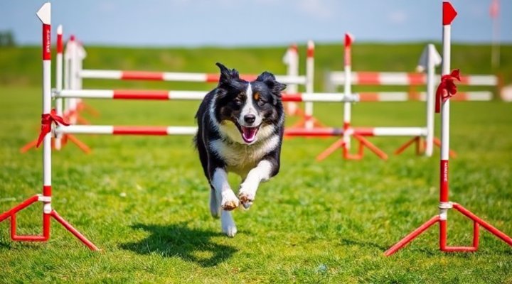 A border collie navigating an agility course with precision