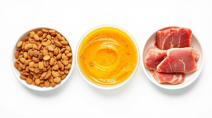 Comparison of wet, dry, and raw cat food options