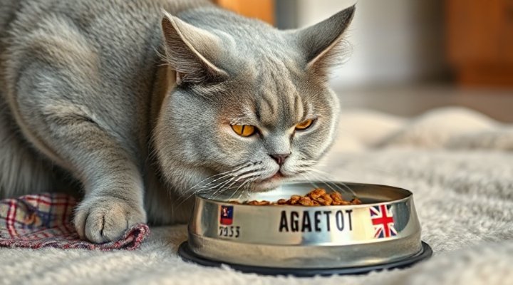 An older cat eating age-appropriate cat food