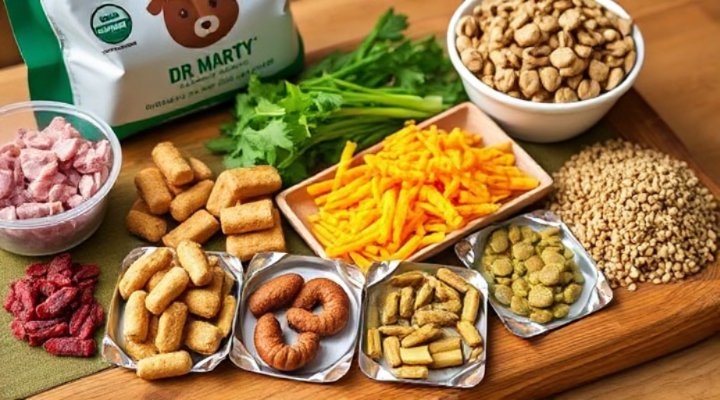 Close-up of Dr Marty dog food ingredients