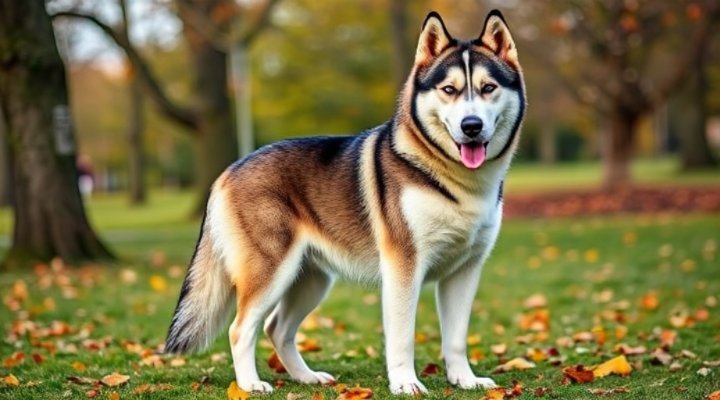 Beautiful Siberian Husky with shiny coat resulting from raw food diet