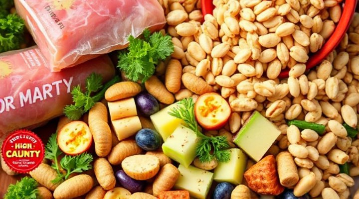 Close-up of Dr Marty dog food ingredients showing natural components