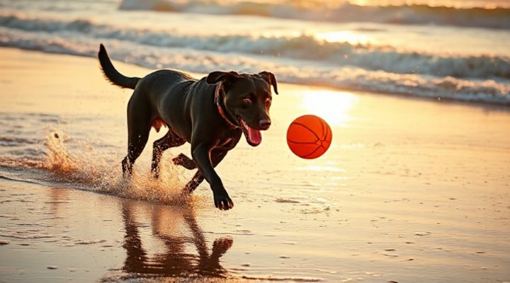 Labrador retriever playing fetch as part of training