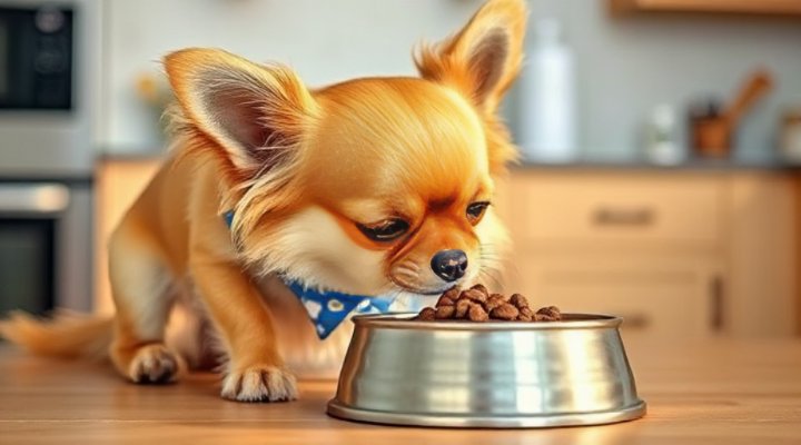 A small breed dog enjoying a bowl of nutritious food