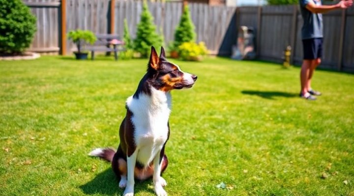 A border collie practicing the