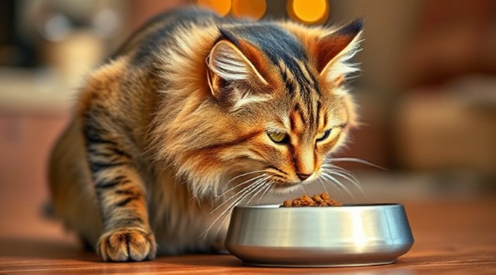A contented cat enjoying Royal Canin cat food