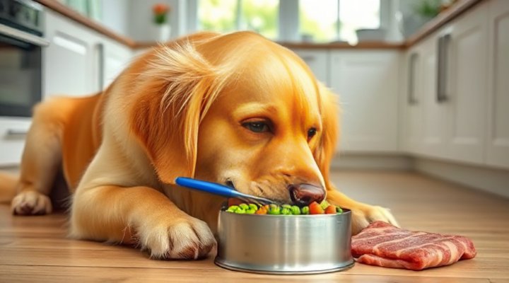 A bowl of fresh dog food with high-quality ingredients