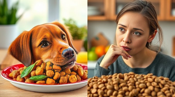 Side-by-side comparison of fresh and dry dog food