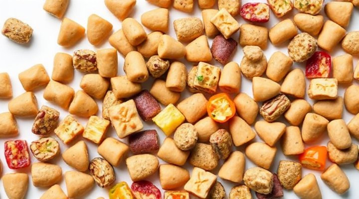 Close-up of high-quality Fromm dog food ingredients