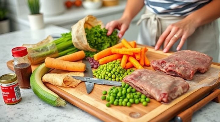 Preparing homemade healthy dog food