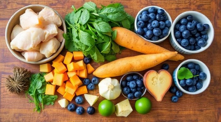 Fresh ingredients for homemade dog food