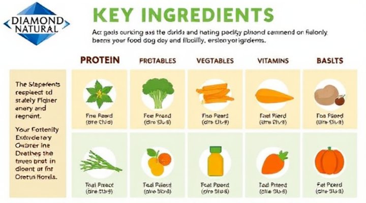 Infographic of Diamond Naturals dog food ingredients