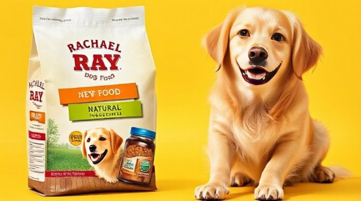 Rachael Ray Dog Food packaging with natural ingredients highlighted