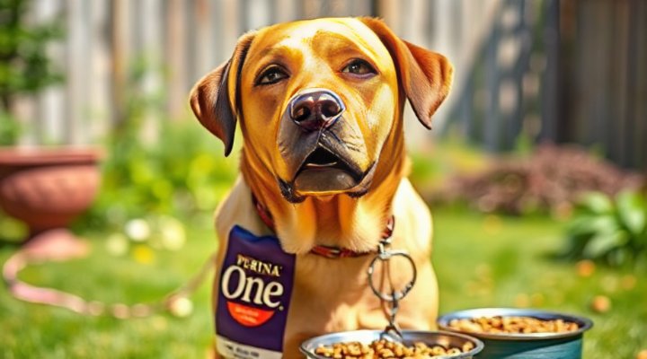 A healthy dog with a shiny coat after eating Purina One Dog Food