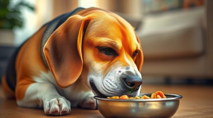Senior dog enjoying customized fresh food