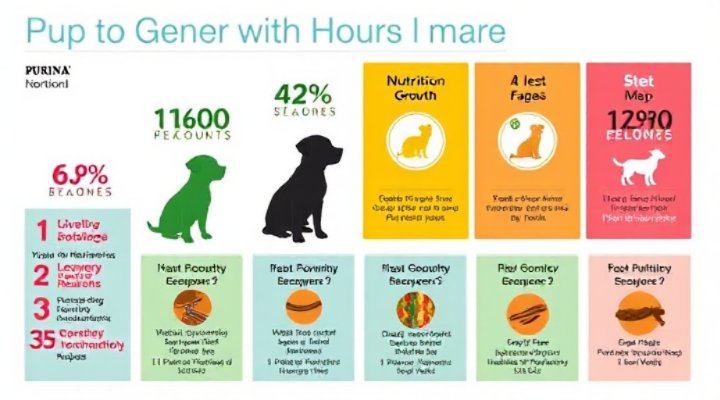 Infographic showing puppy growth stages and nutritional needs