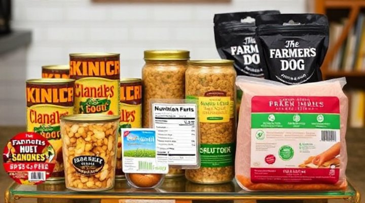 Comparison of different dog food types including kibble and fresh food