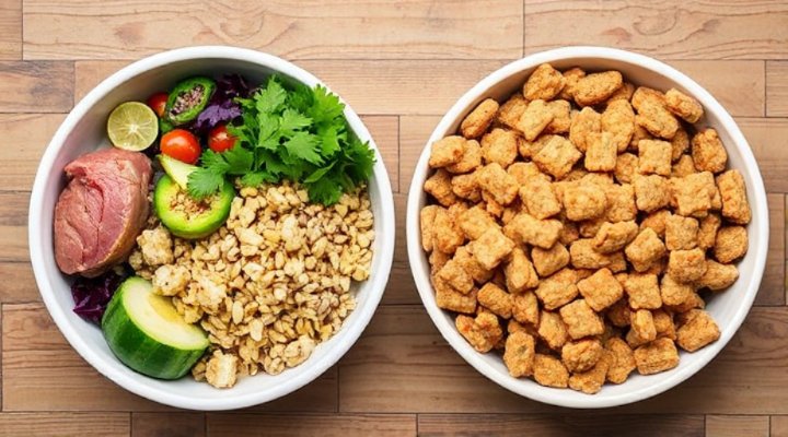 Comparison of healthy and unhealthy ingredients in dog food for small breeds