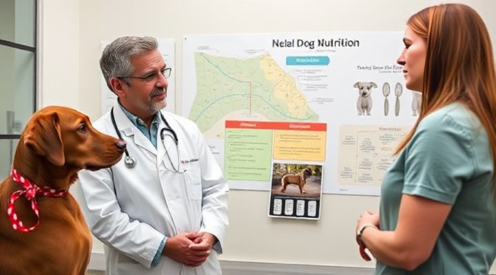 Veterinarian discussing dog nutrition with pet owner