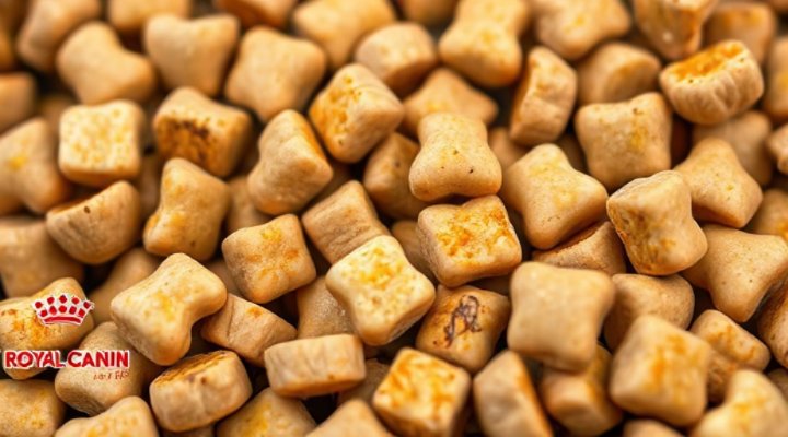 Close-up of Royal Canin puppy food ingredients showing high-quality components