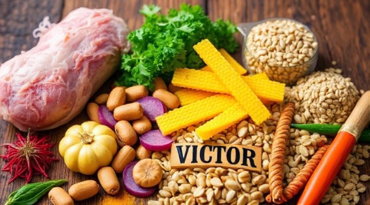 Close-up of high-quality ingredients in Victor Dog Food