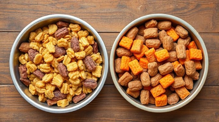 Side-by-side comparison of high-quality puppy food ingredients