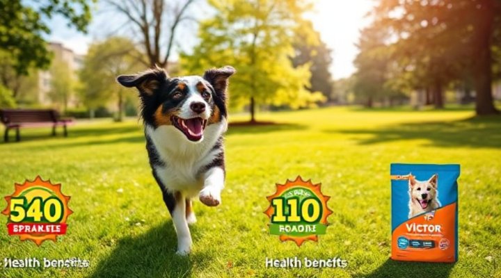 A healthy and energetic dog playing after a meal of Victor Dog Food