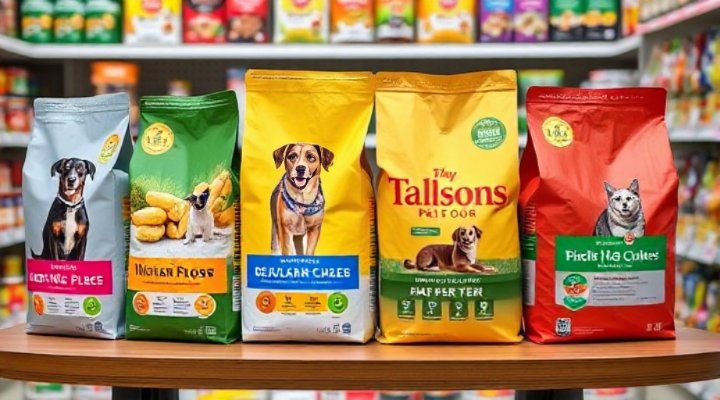 Side-by-side comparison of various dog food brands and their ingredients