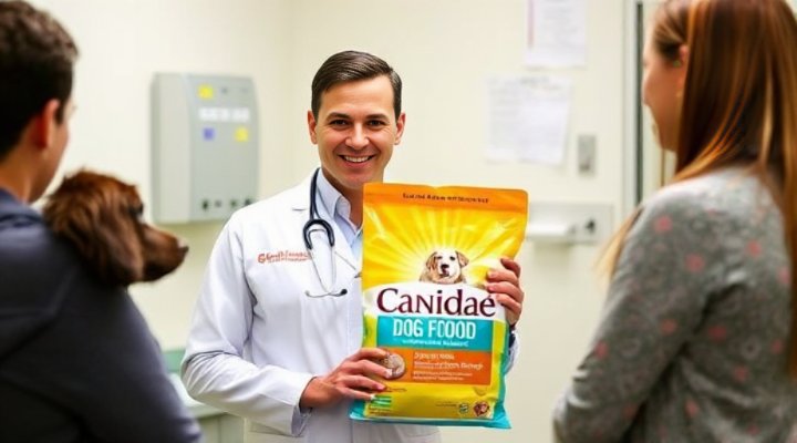 A veterinarian recommending Canidae Dog Food for puppies