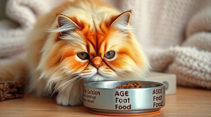 Senior cat enjoying specially formulated food
