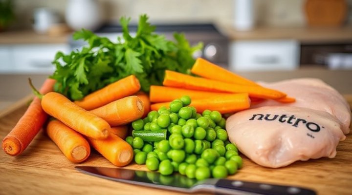 Fresh vegetables and meats used in Nutro Dog Food