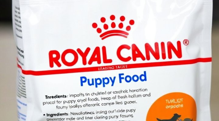 Royal Canin Puppy Food packaging with detailed nutritional information